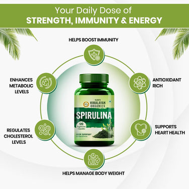 Himalayan Organics Spirulina 2000mg Per Serving - 120 Veg Capsules